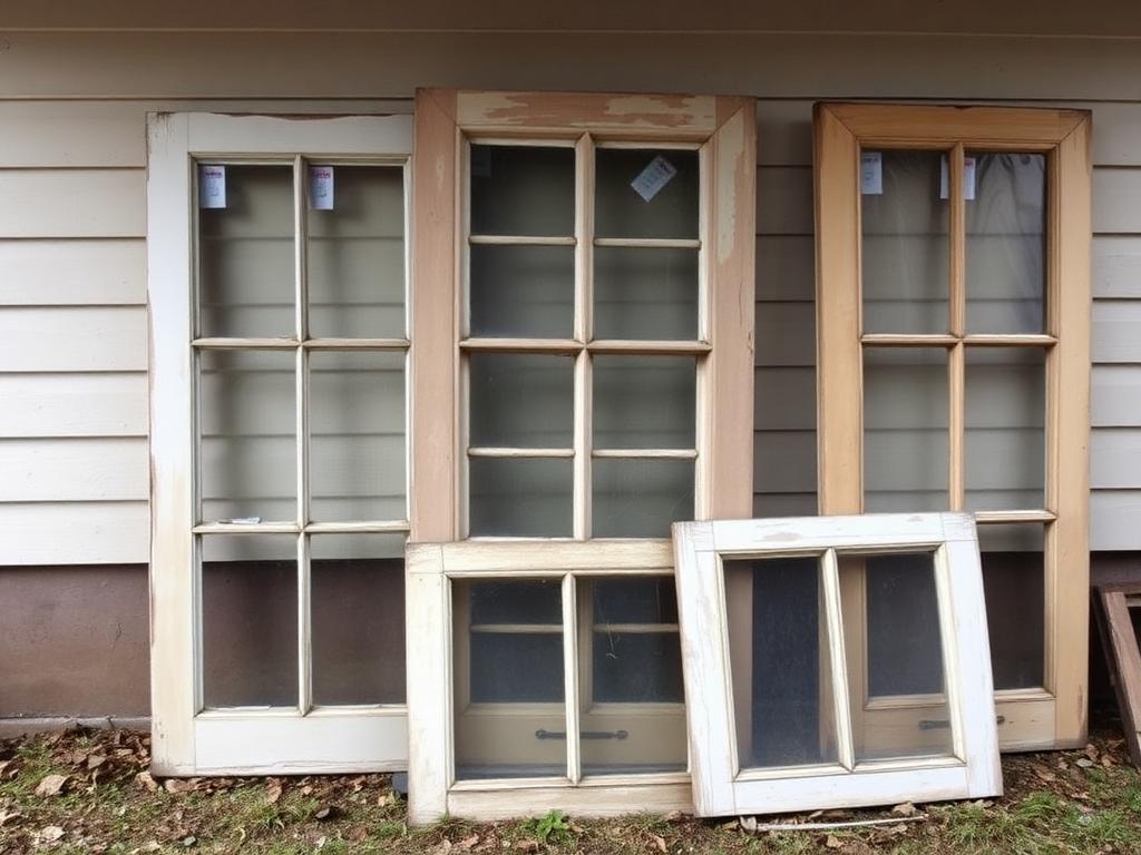 Holzfenster mit Sprossen – 6 Stück aus Sanierung
